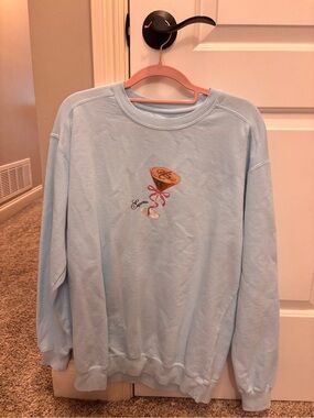 Light Blue Embroidered Crewneck Pullover